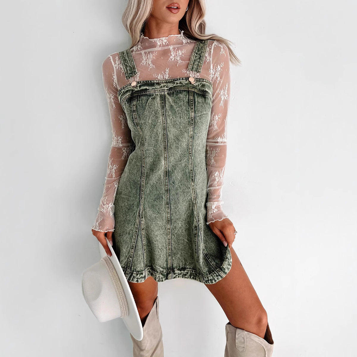 Street Hipster Slimming Fashionable Denim Camisole Dresses