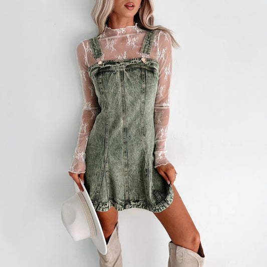 Street Hipster Slimming Fashionable Denim Camisole Dresses