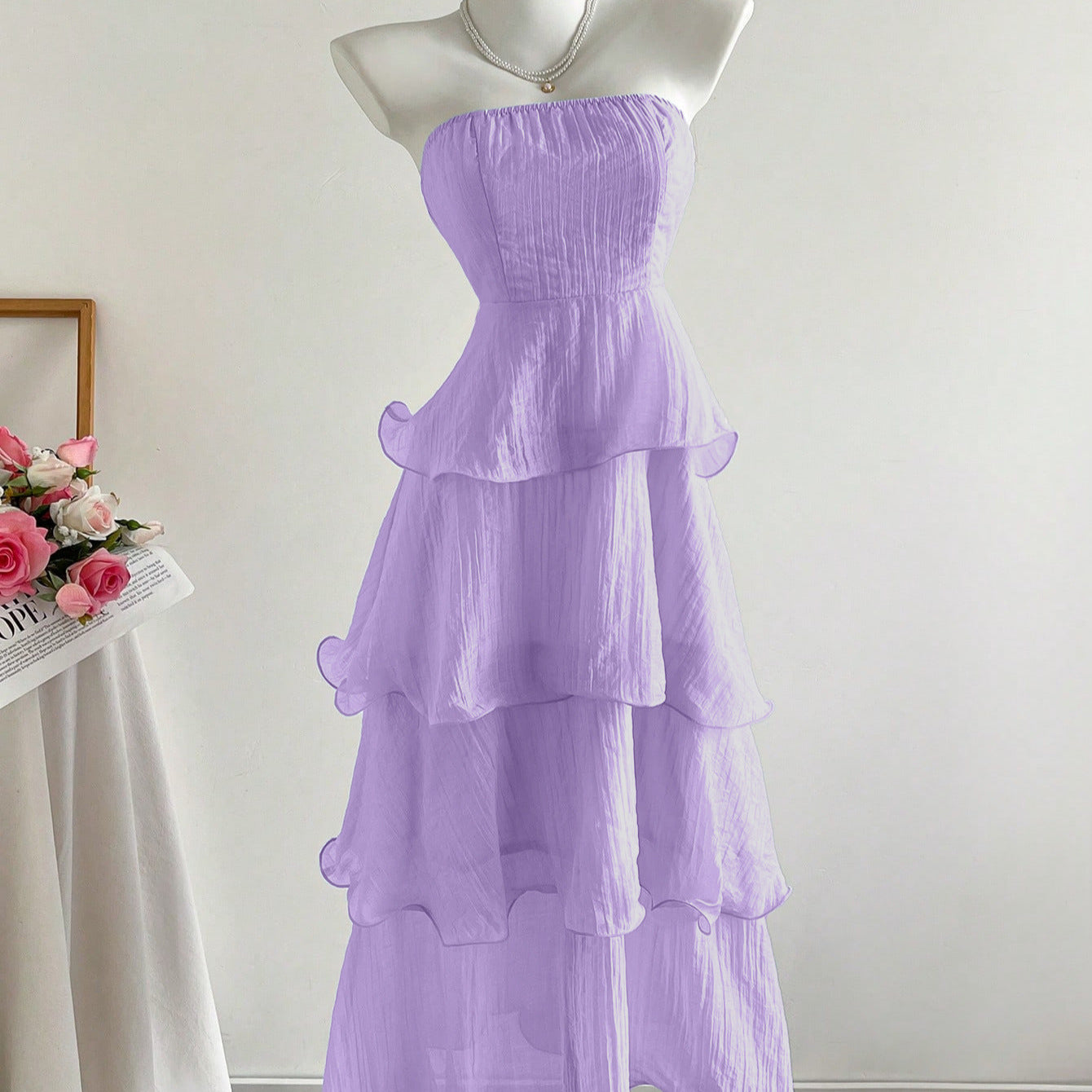 Summer Cover Slimming Midi Cake Fairy Tube Solid Color Skirts
