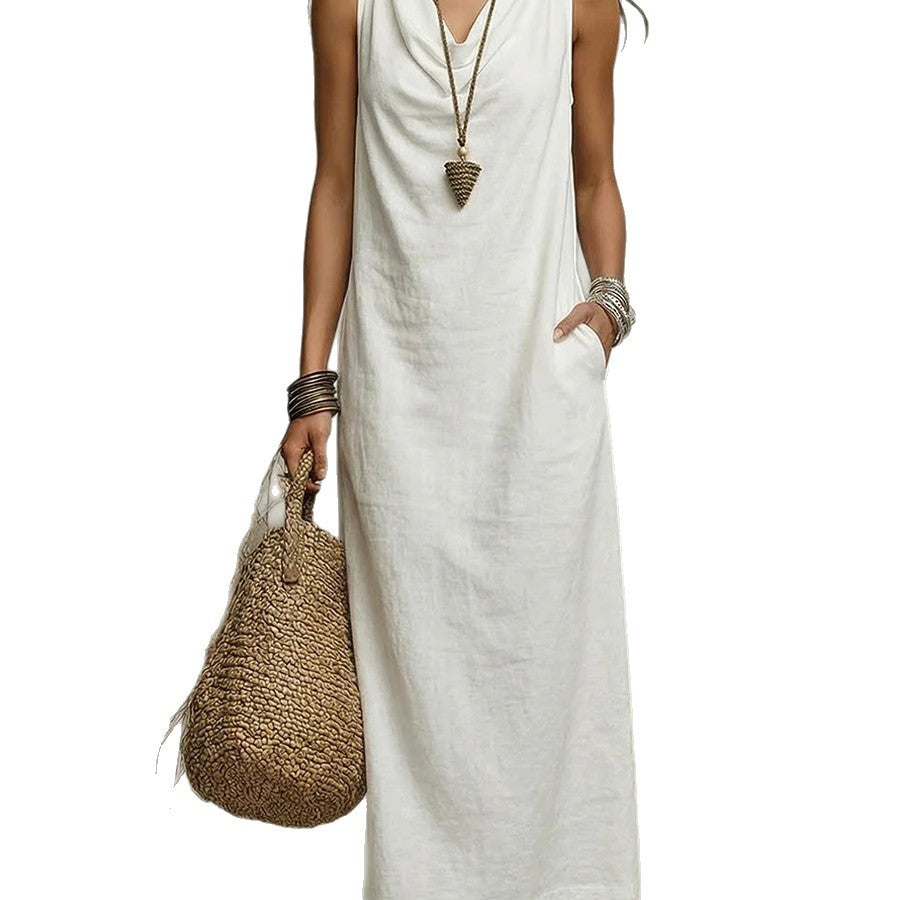 Pretty Swing Collar Loose Pockets Casual Dress