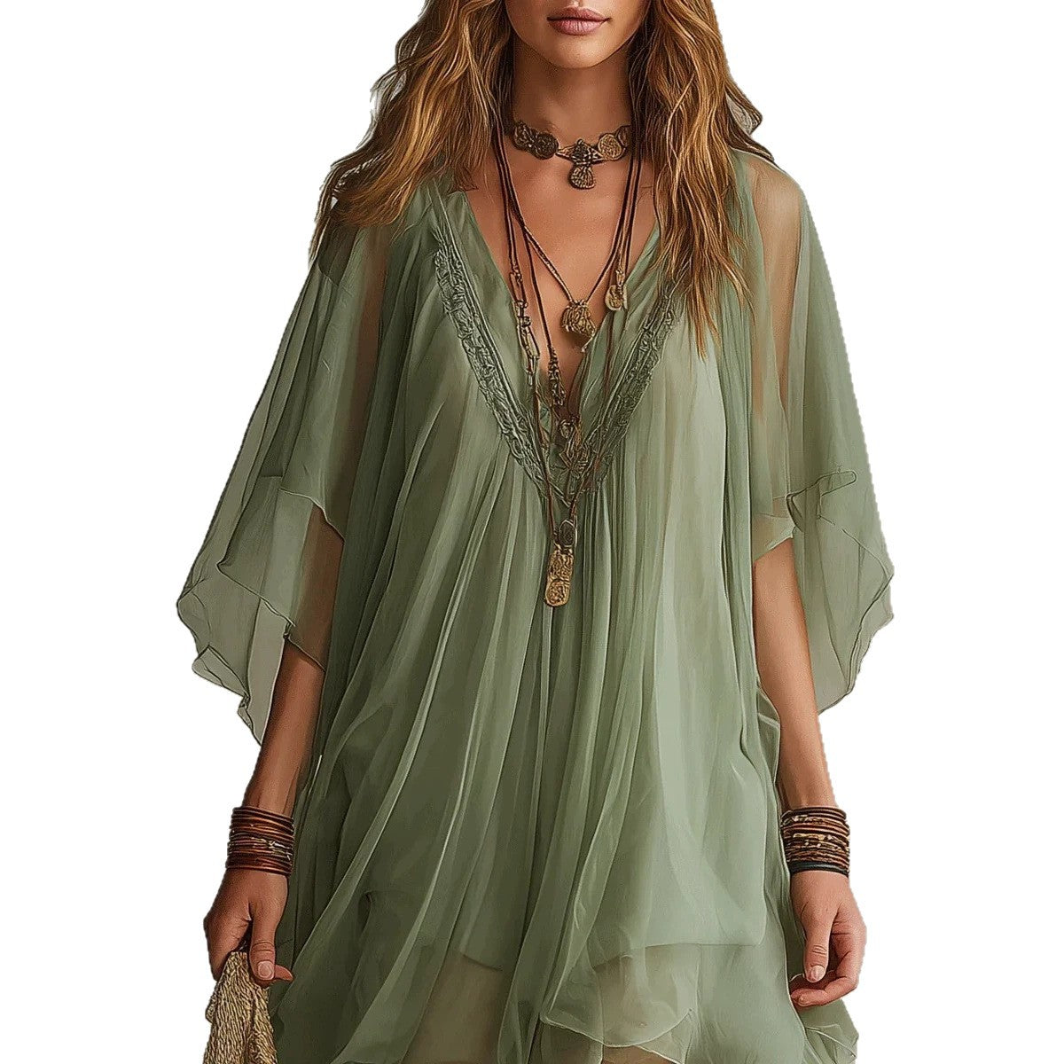 Women's Summer Chiffon Seaside Vacation Loose Beach Dress
