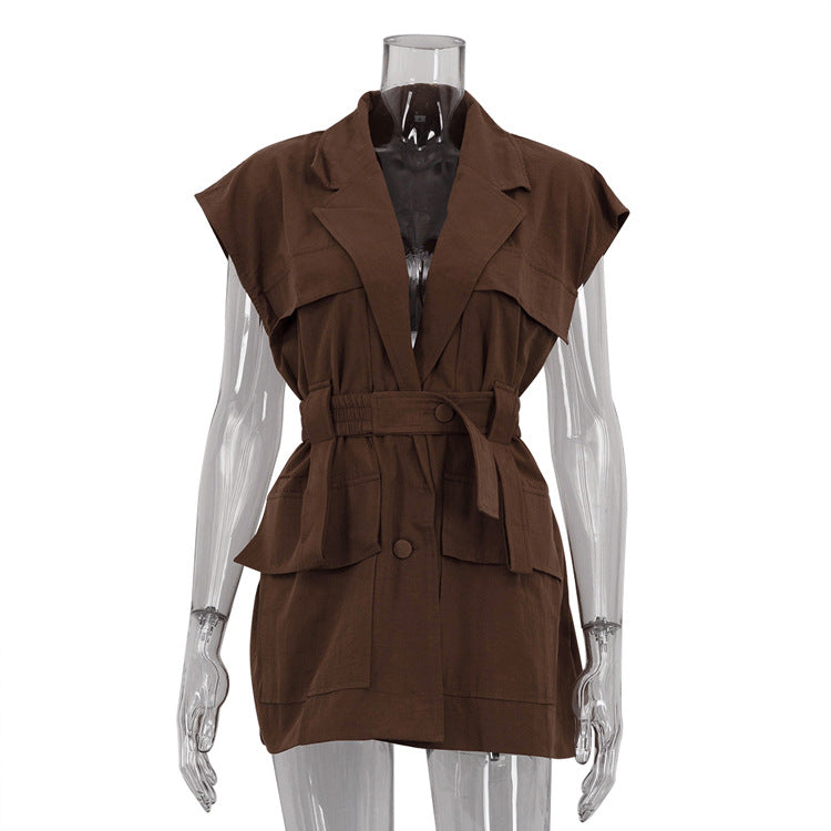 Women's Shirt Trendy Stylish Design Sense Belt Blouses