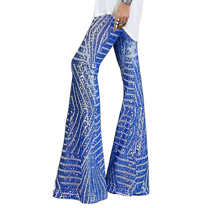 Women's Bell-bottom Sequin Casual Sequins Wide Leg High Pants