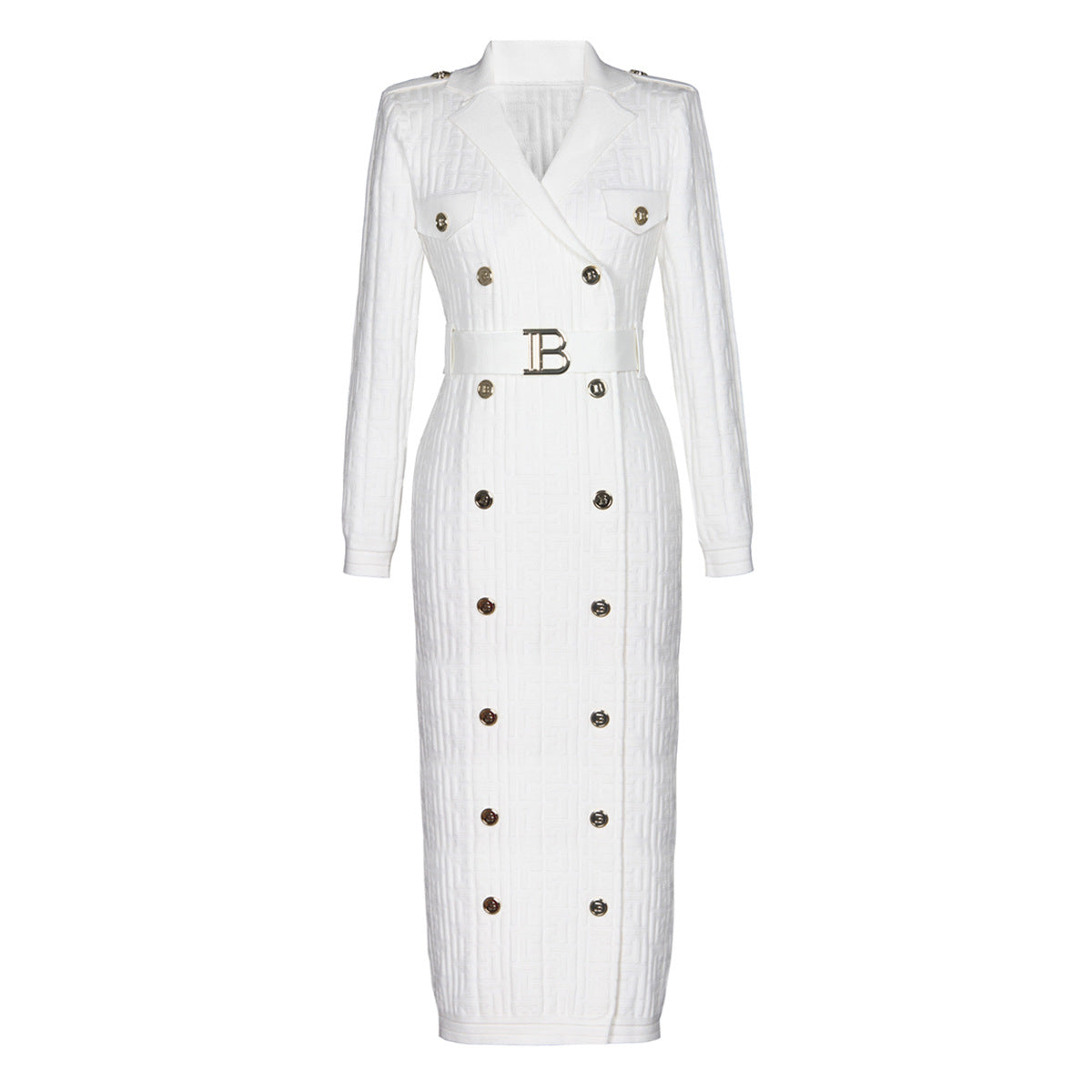 Word Belt Loop Slimming Long Sleeve Knitwear