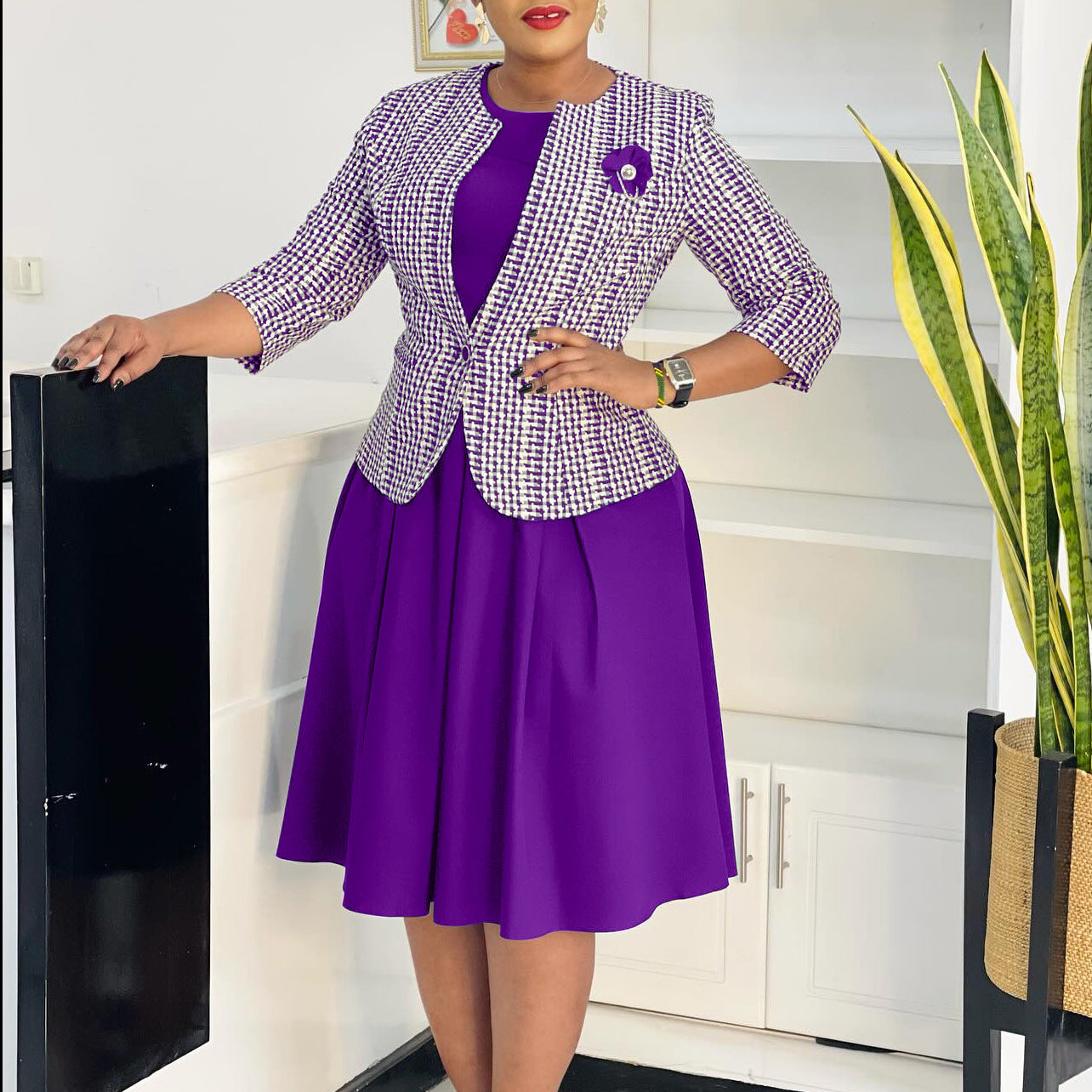 Women's Winter Long Sleeve Dress African Printing Fashion Casual Suit