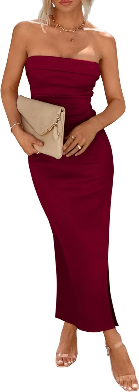 Women's Summer Tight Dress Rib Tube Side Tops