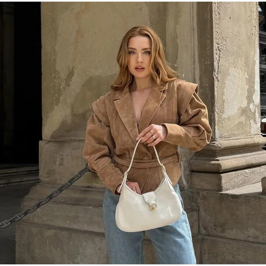 Women's Slouchy Street Fashion Waist Belt Jackets