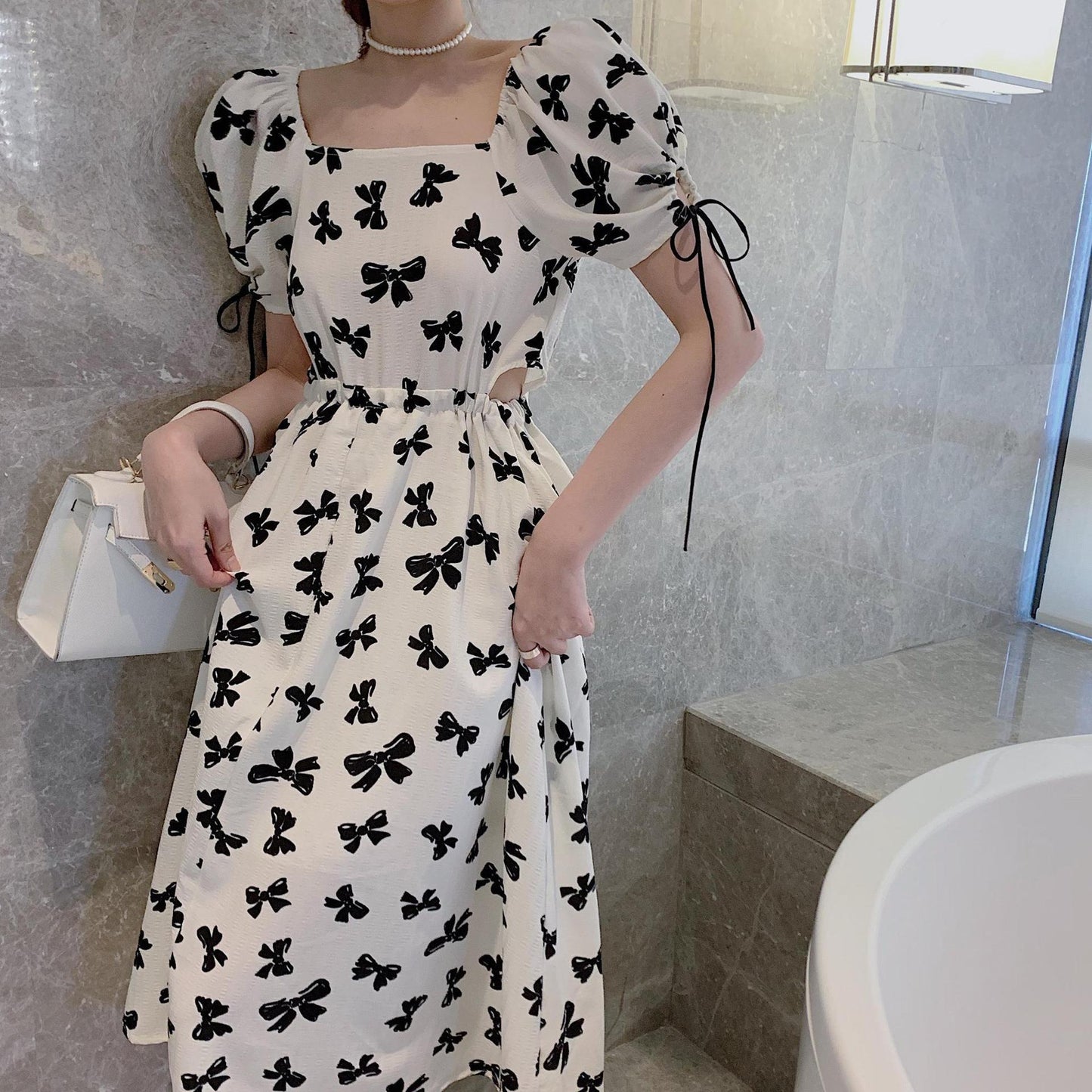 Women's Bow Summer French Style Design Temperament Dress