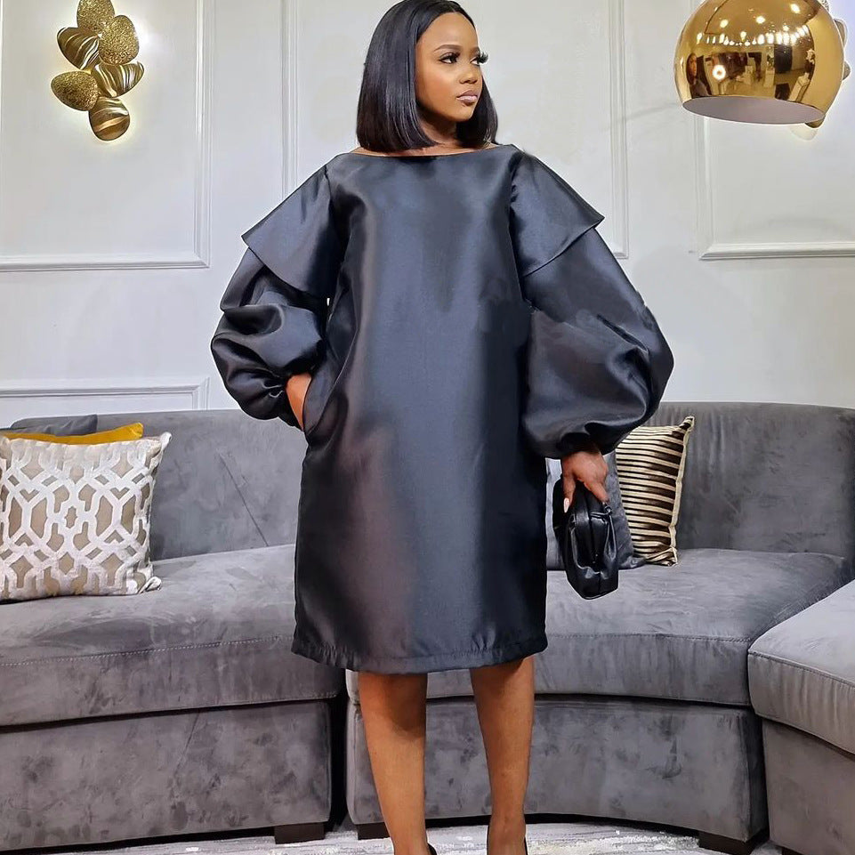 Women's Fashion Wear Loose Puff Sleeves African Dress