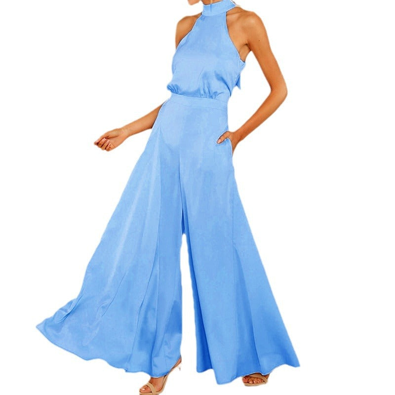 Women's Fashion Sexy Sleeveless Slimming Wide Leg Jumpsuits