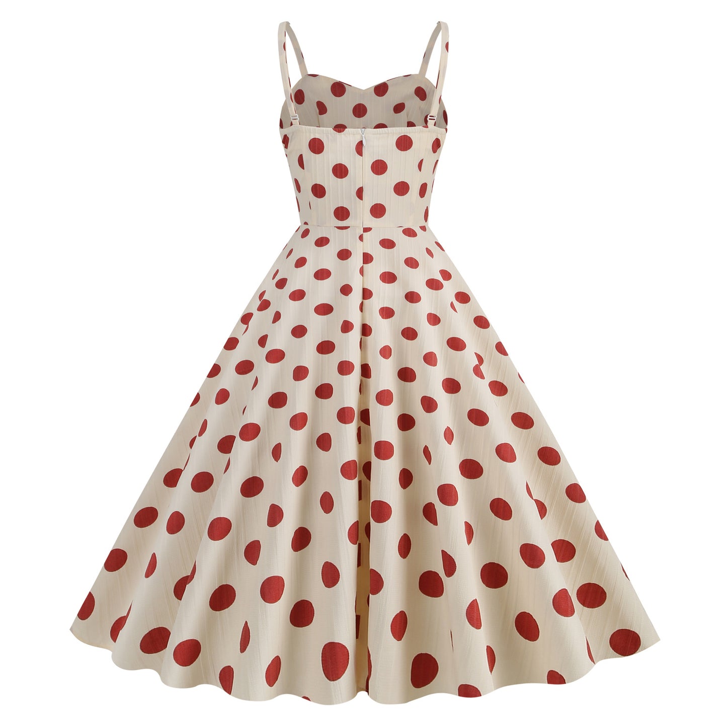 Hepburn Style Retro Fresh Holiday Polka Dot Brace Dress