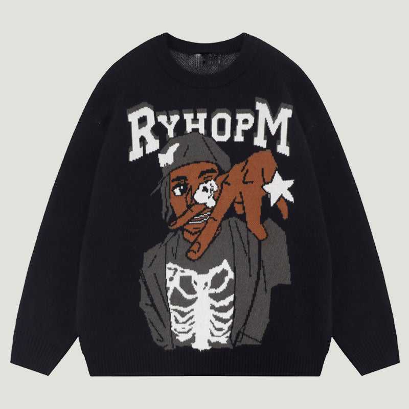 Fashion Round Neck Pullover Print Long Sweaters