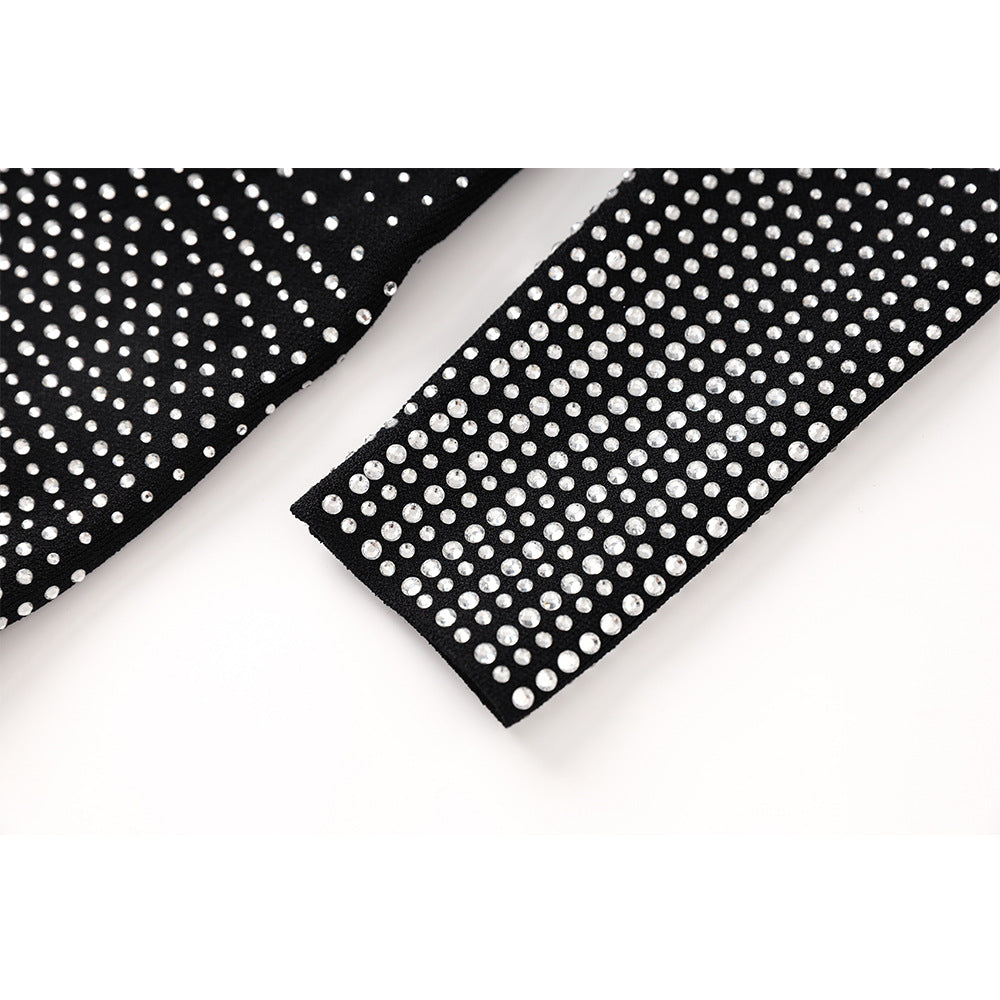 Lady Like Woman Hot Rhinestone Shiny Knitted Dresses