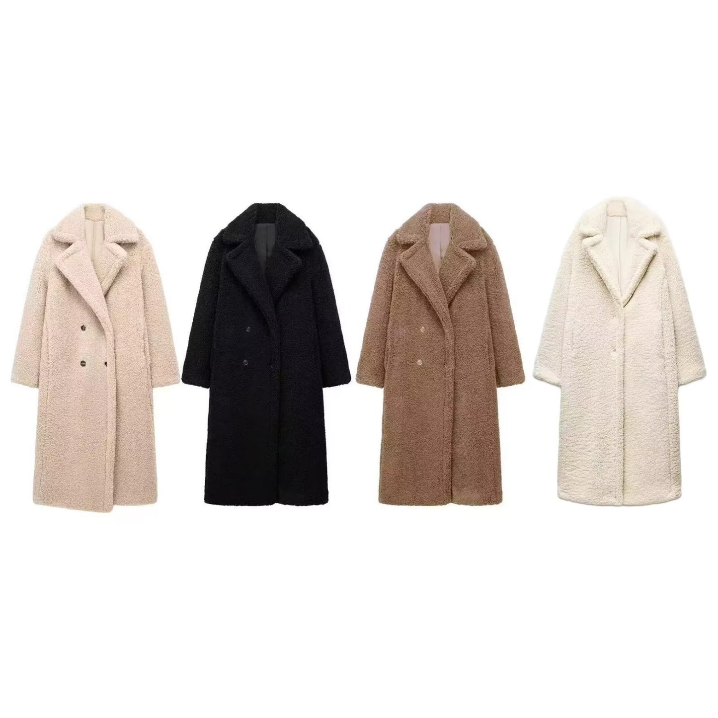 Double Breasted Fleece Thickening Thermal Woolen Coats