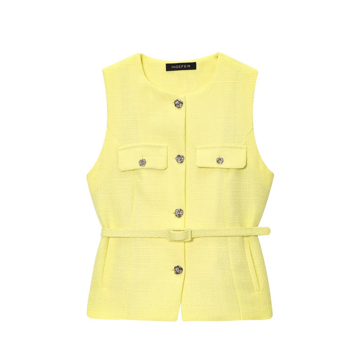 Women's Summer Classic Style With Belt Texture Vests