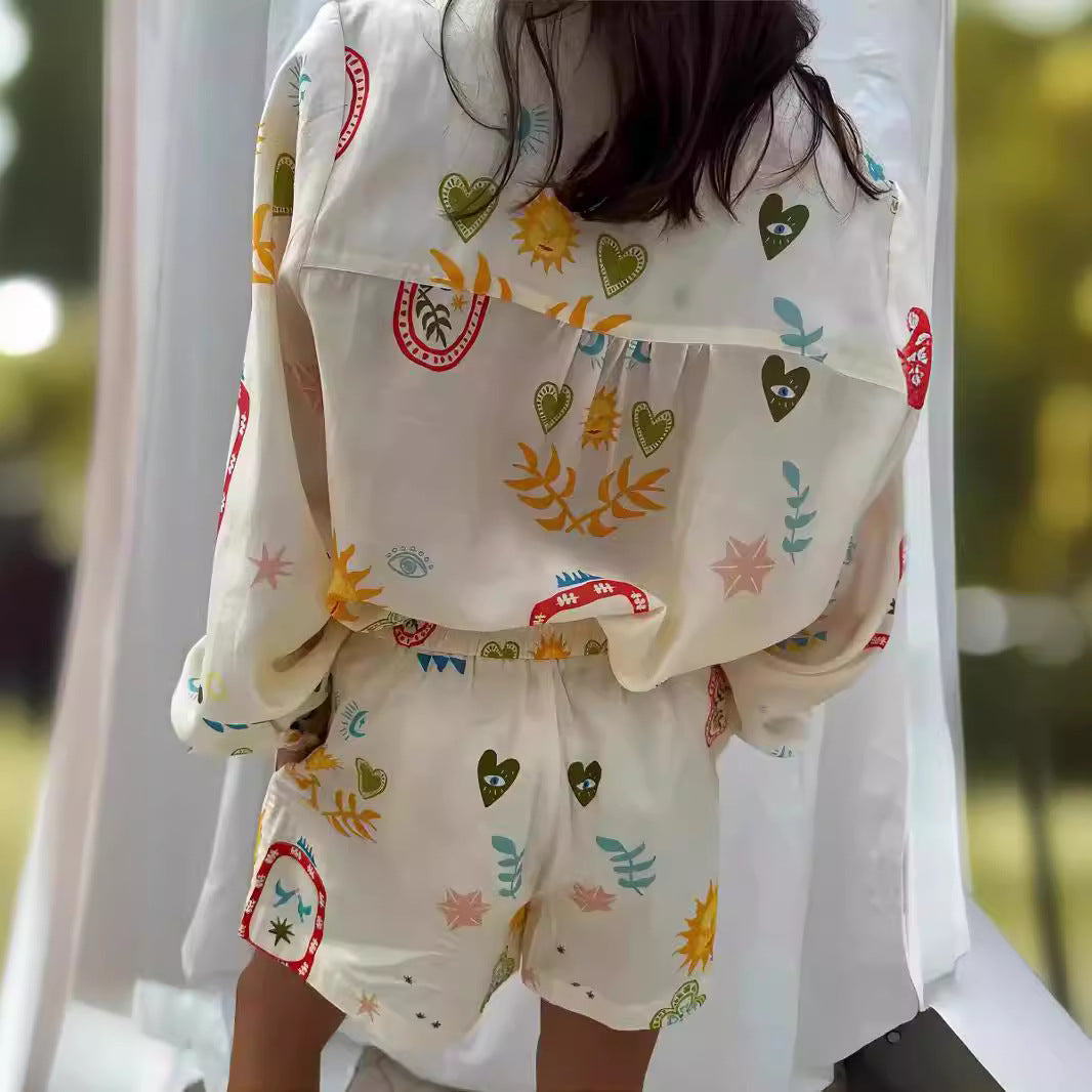 Versatile Comfortable Printed Linen Leisure Shirt Fashion Casual Suit