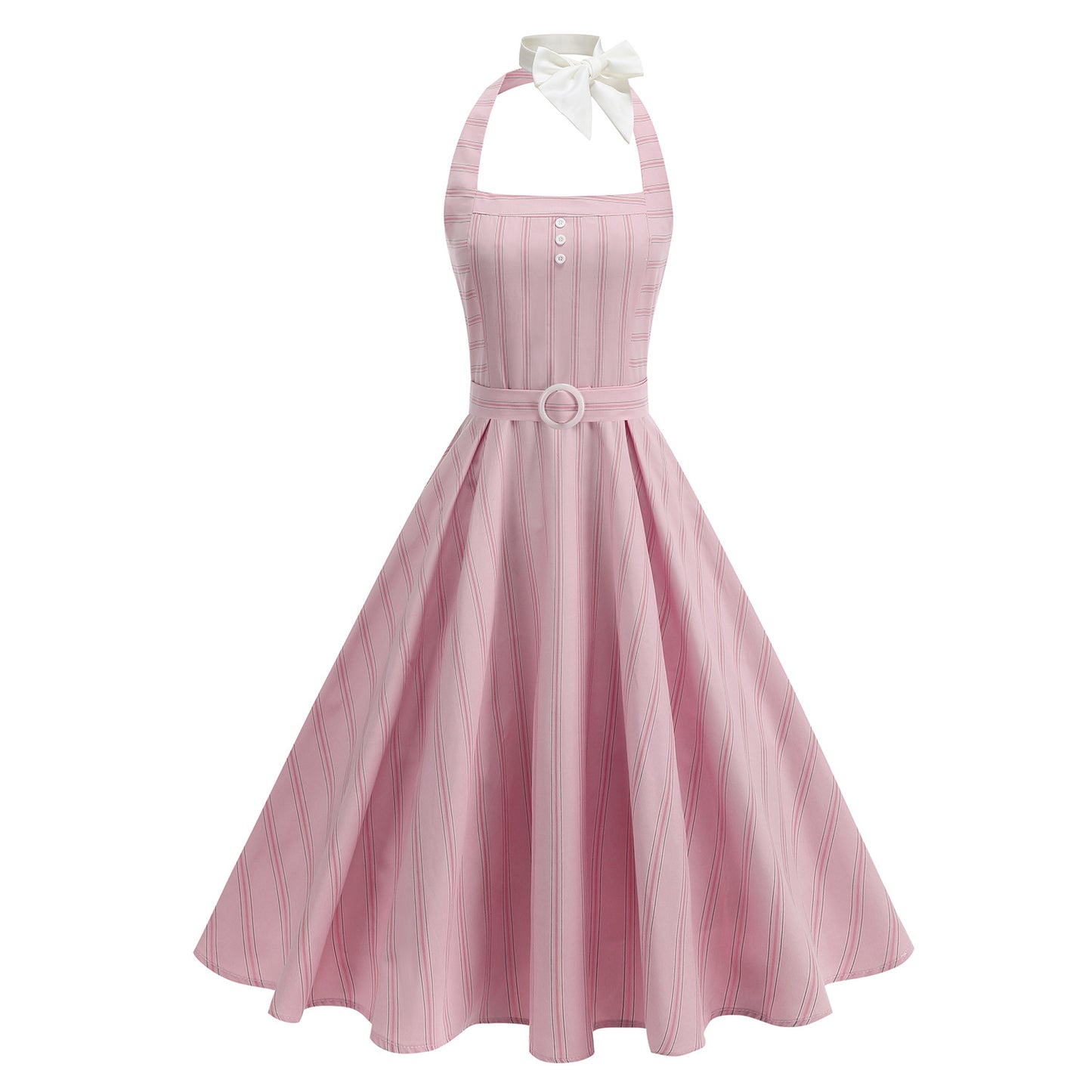 Women's Hepburn Style Striped Slim Fit Two-way Elegant Backless Sexy Dresses