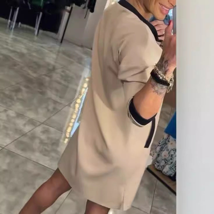 Elegant Women's Zipper Sleeve Temperament Leisure Dress