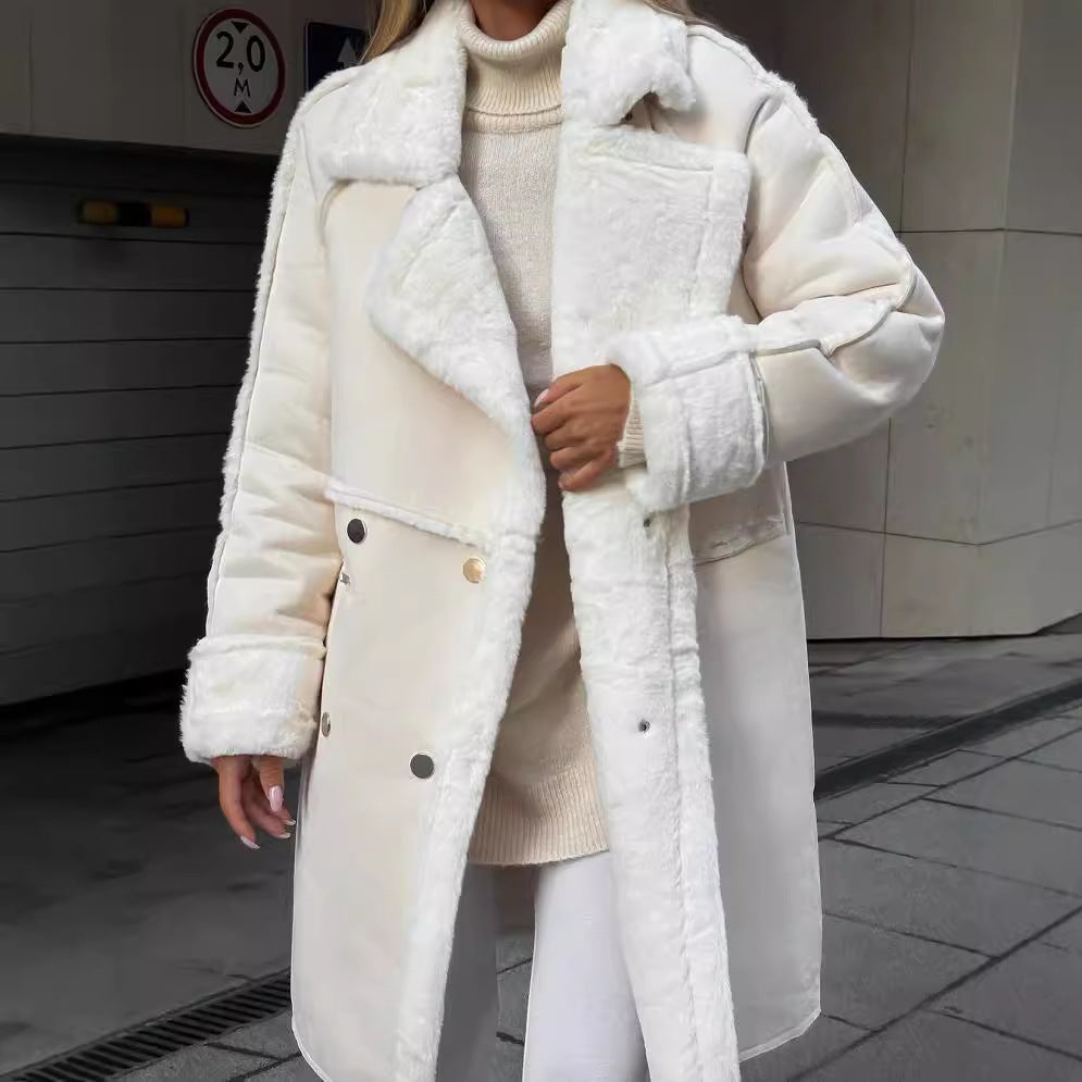 Winter Fur Suede Collar Long Sleeve Coats