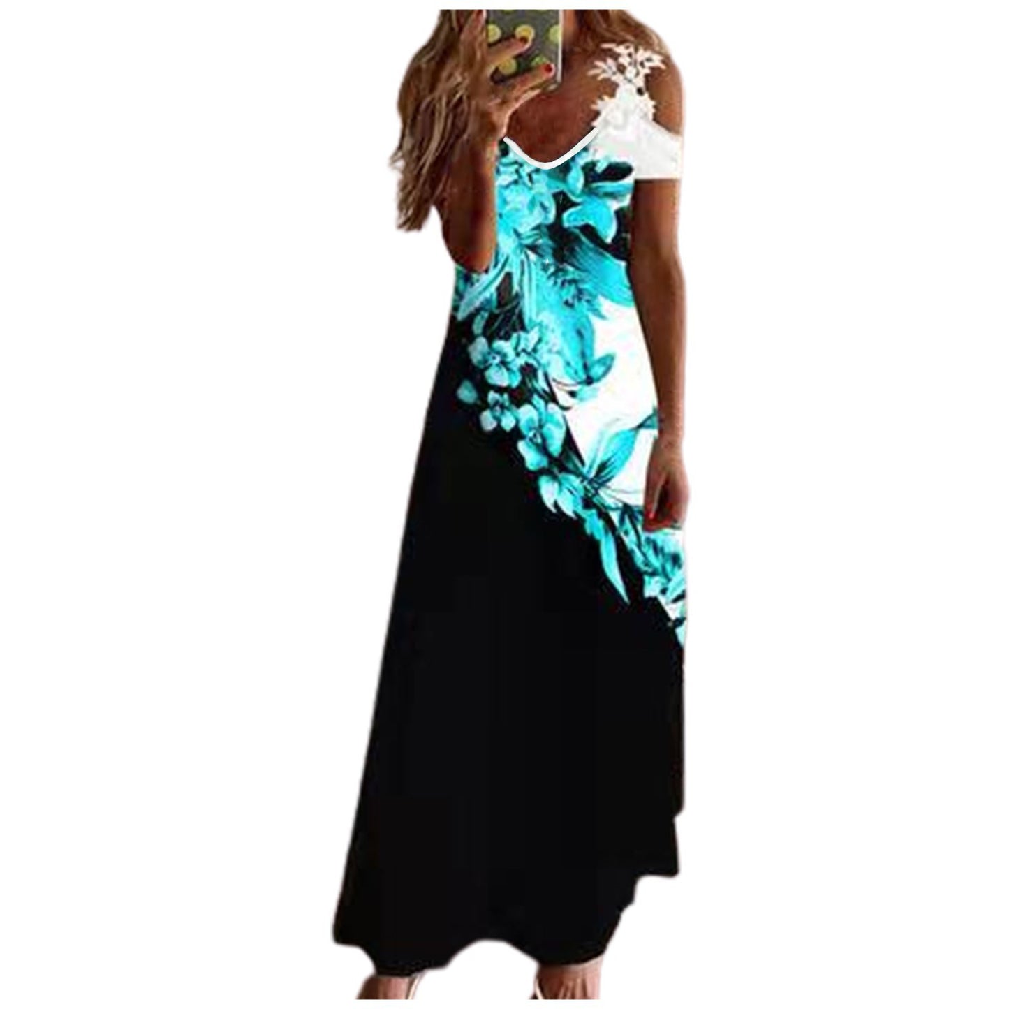Women's Summer Floral Edge Brace Fashion Printed Dress