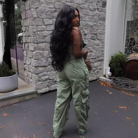 Women's Pretty Fashion Sexy Tube Single-breasted Jumpsuits