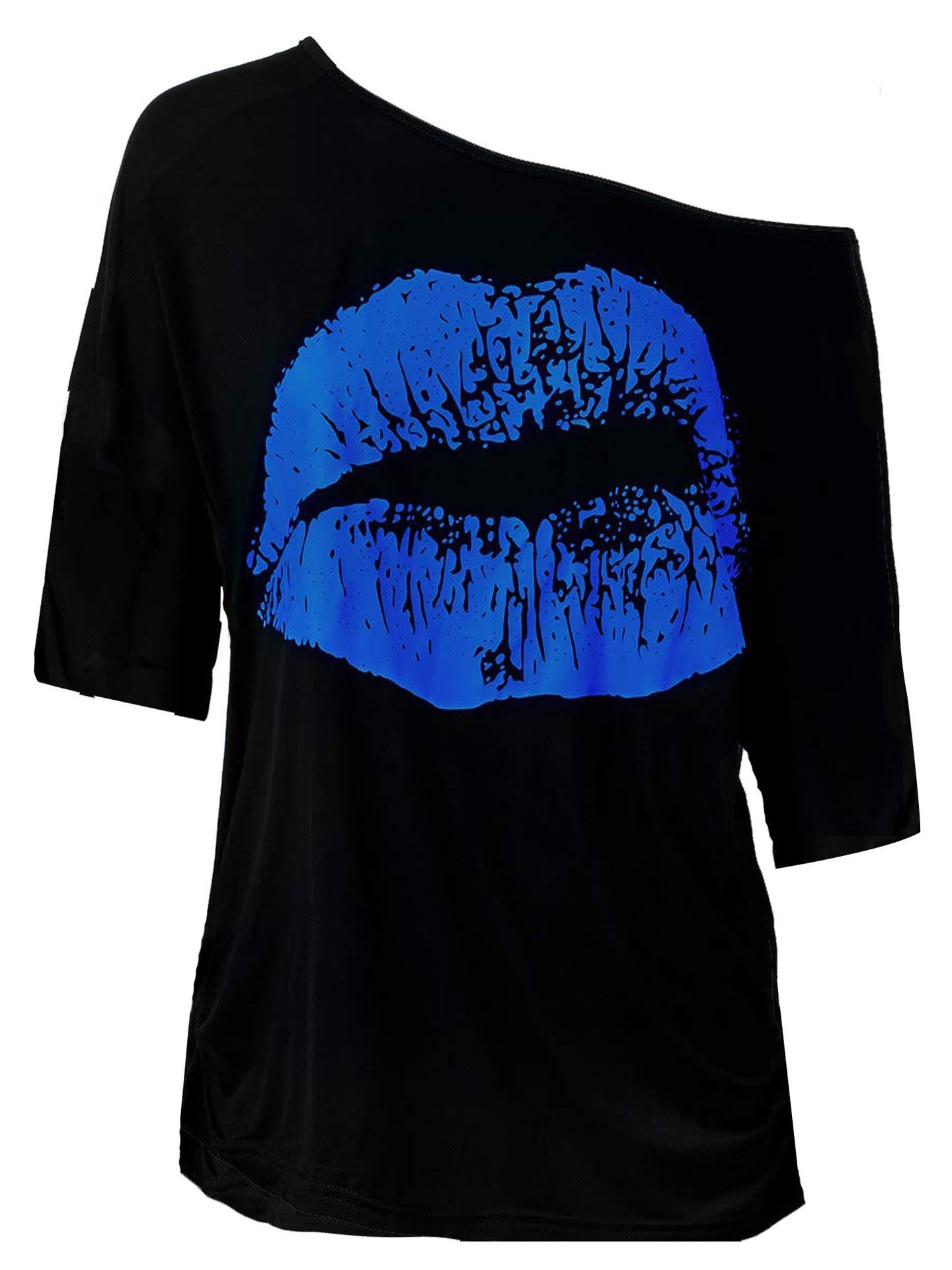 Women's Nostalgic Big Lip Printings Generation Shoulder Clothing