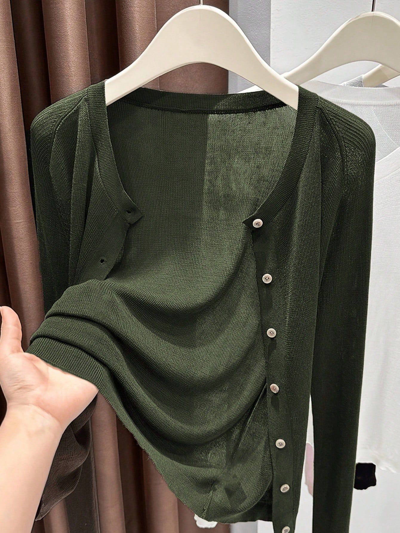 Women's Color Round Neck Long Sleeve Micro Women's Sweater