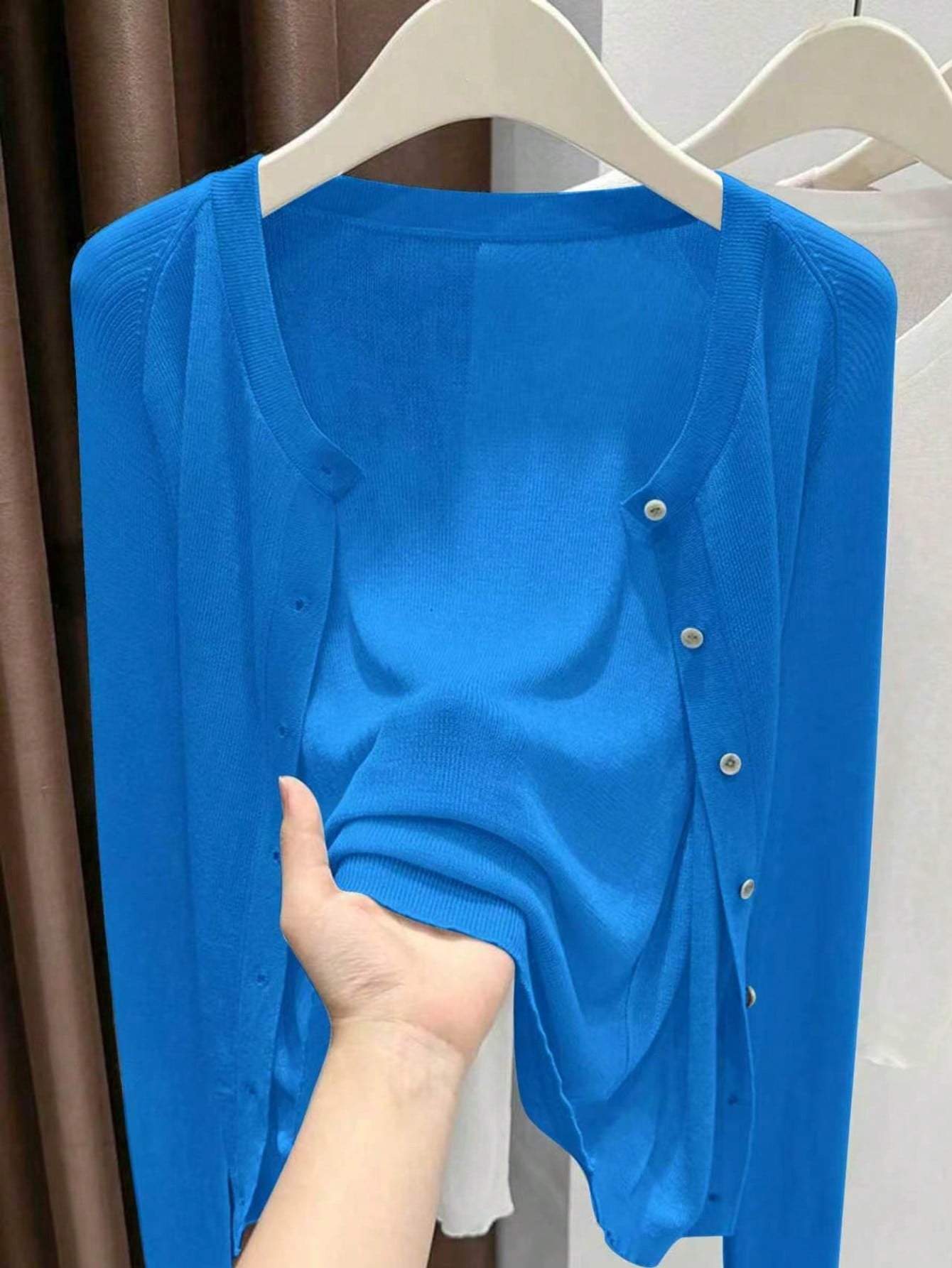 Women's Color Round Neck Long Sleeve Micro Women's Sweater