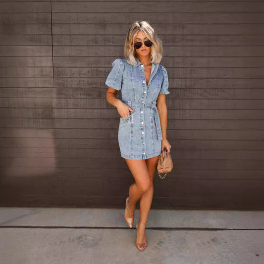 Women's Fashion Sexy Loose Casual Denim Sleeve Dresses