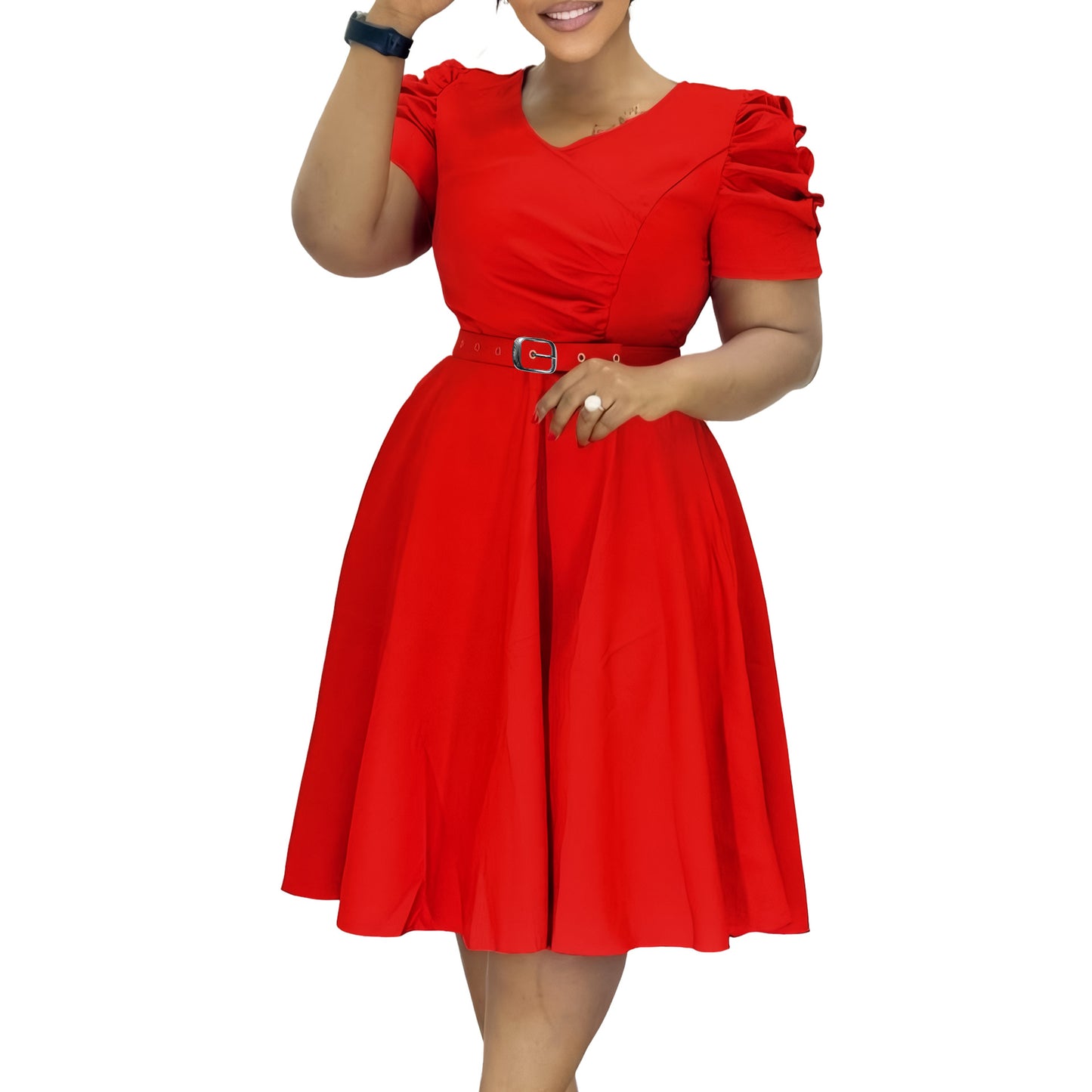 Women's Fashionable Pleated Elegant Large Swing African Dress