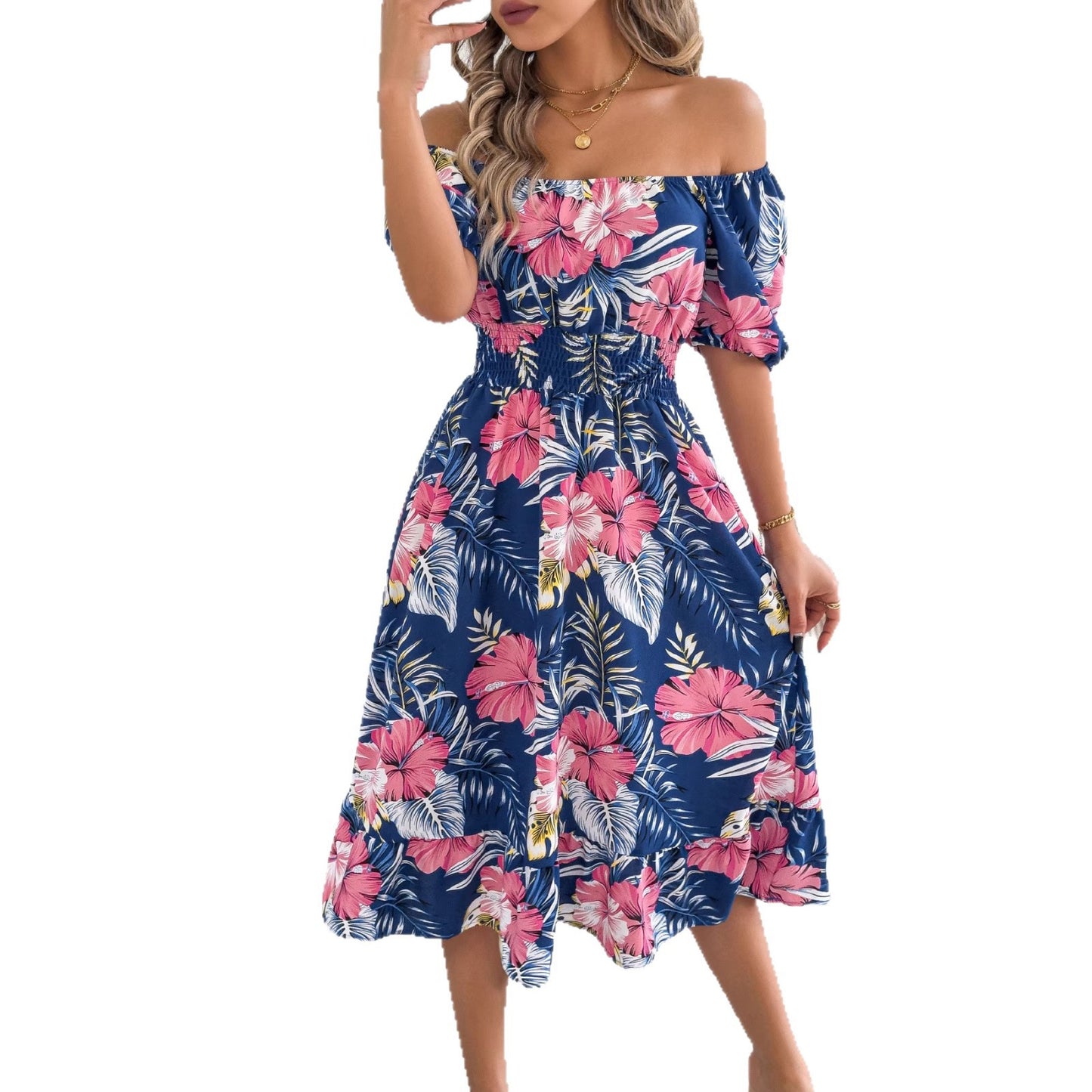 Women's Flower Sleeve Ruffled A- Line Holiday Clothing