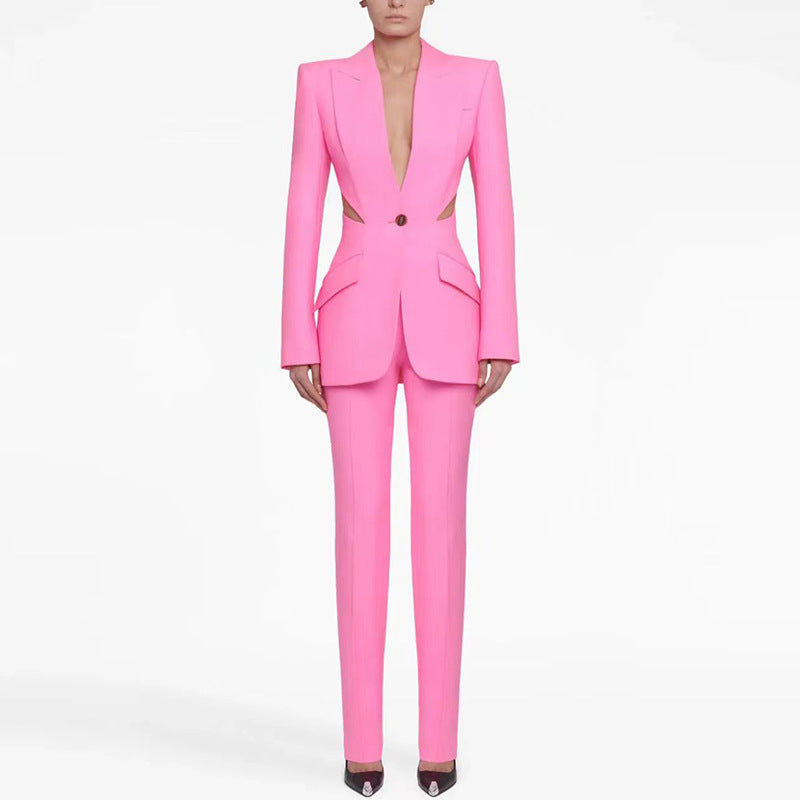 Versatile Mesh Slim Fit Patchwork Skinny Fashion Casual Suit