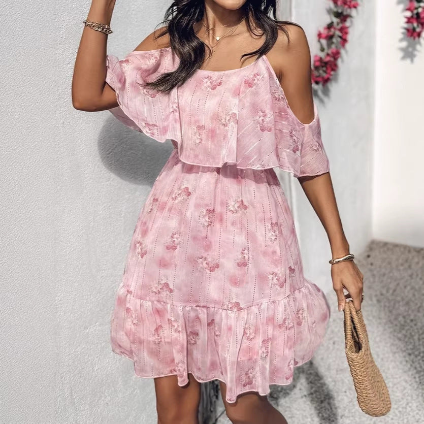 Women's Princess Style Precision Chiffon Printed Strap Dress