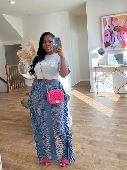 Women's Trendy Unique Hand Frayed Slit Tassel Skirts