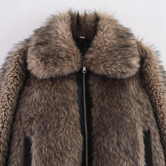 Innovative Attractive Simple Color Matching Fur Jackets