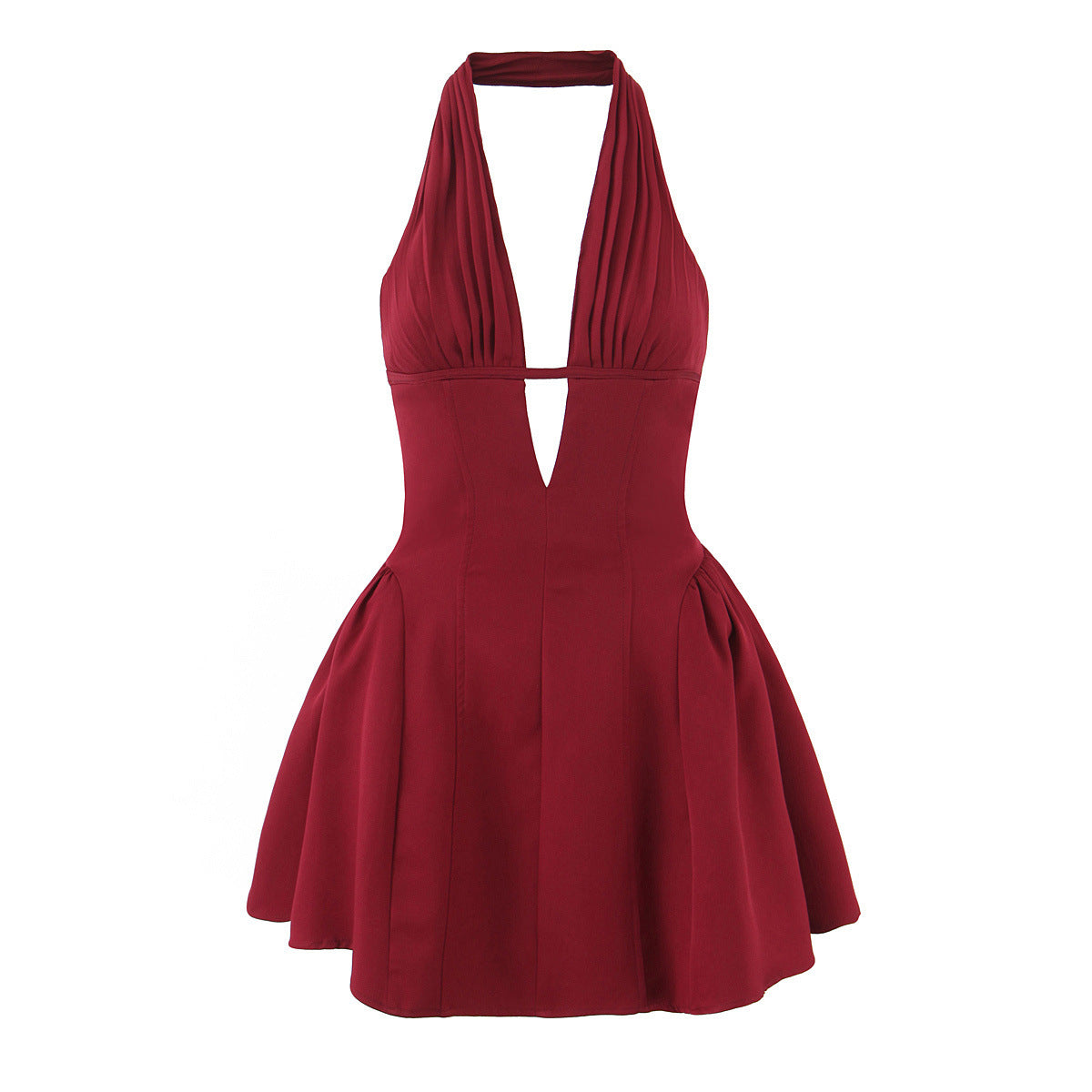 Women's Sexy Leopard Print Deep Backless Halter Dresses