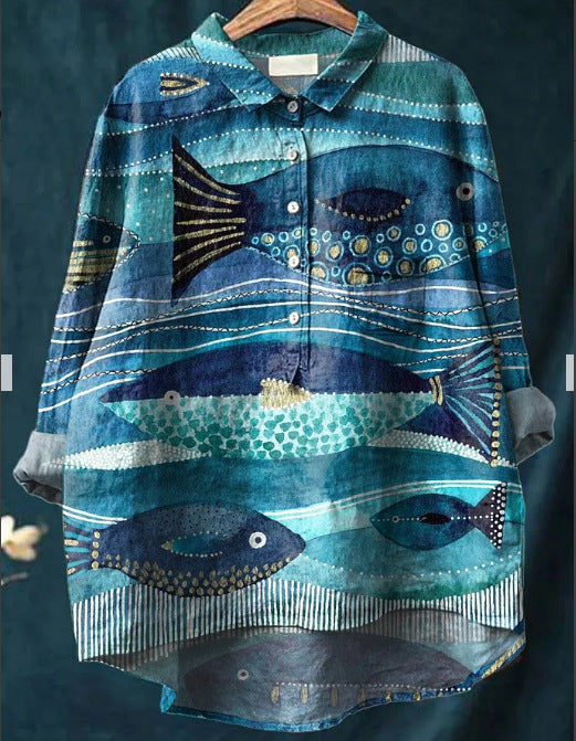 Women's Summer Loose Print Crew Neck Casual Plus Size