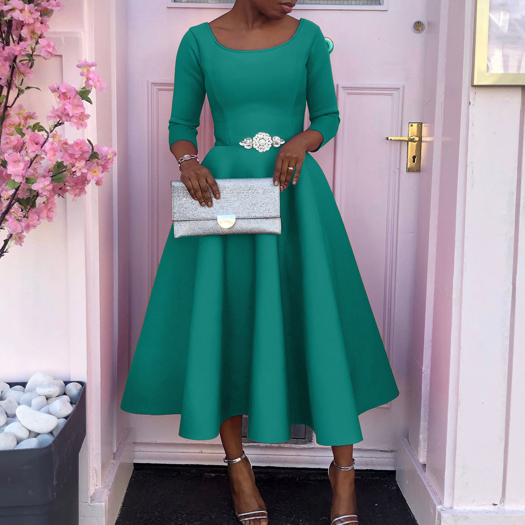 Women's Summer Solid Color Large Swing Elegant Dresses