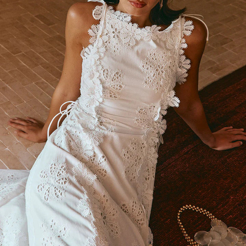 Women's Suspender Summer Round Neck Sleeveless Three-dimensional Dresses