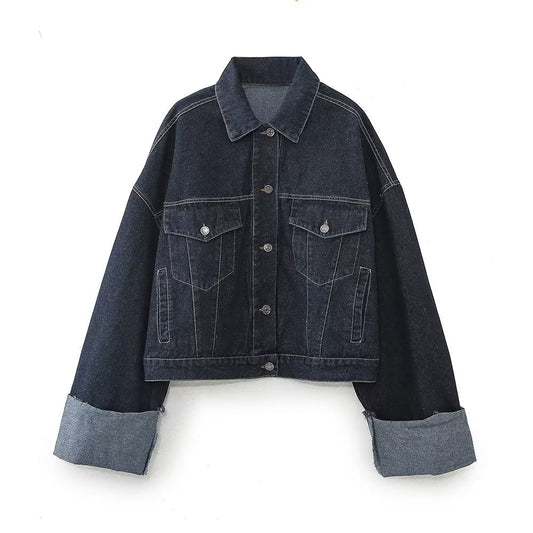 Women's Stylish Graceful Denim Horn Cuffed Suits
