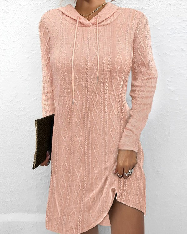 Women's Autumn Solid Color Long Sleeve Hooded Dress