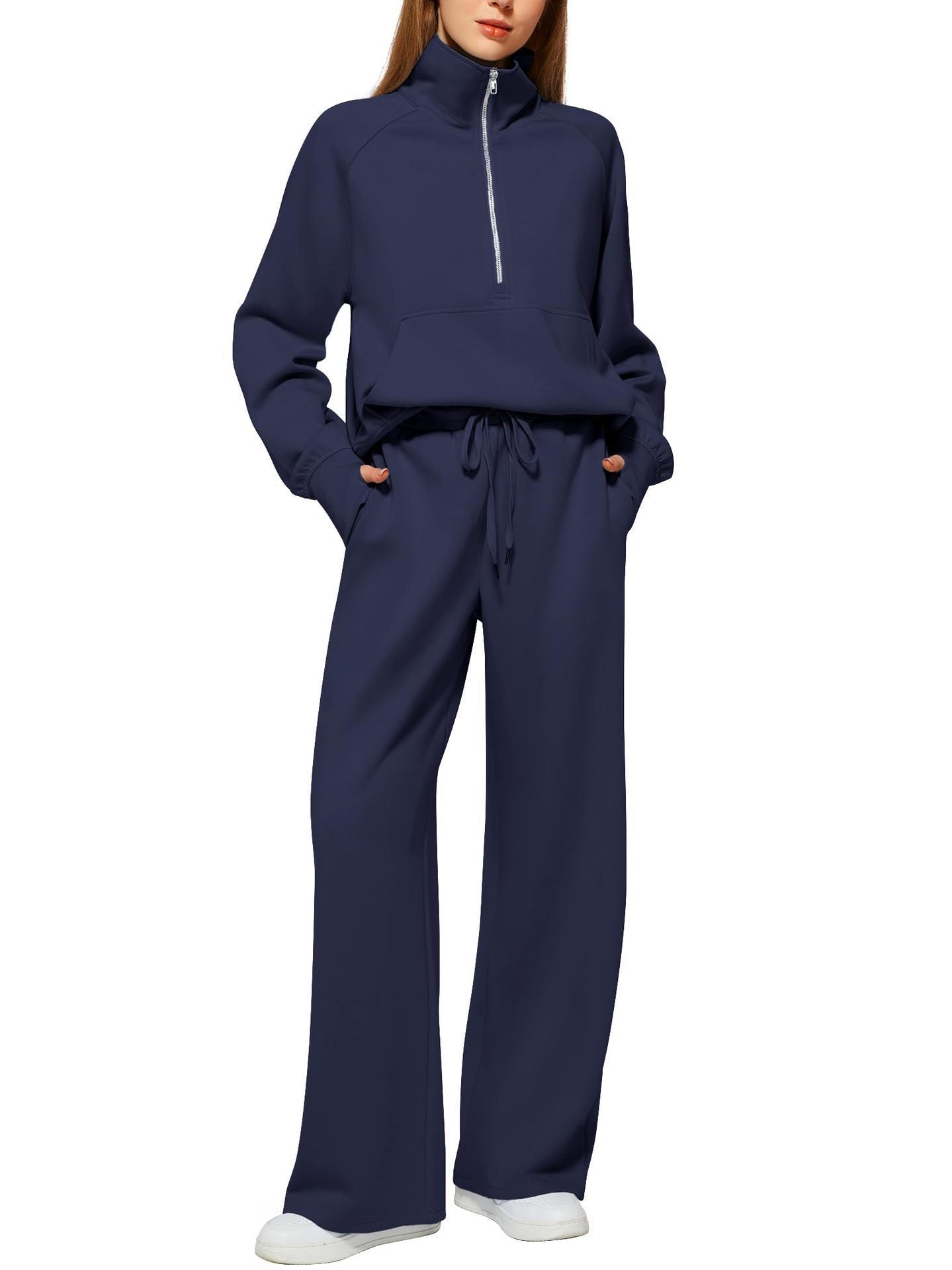 Women's Two-piece Zip Sweatshirt Wide Leg Track Fashion Casual Suit