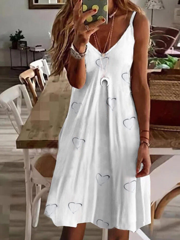 Women's Summer Trend Sexy Loose Printing Slip Dresses