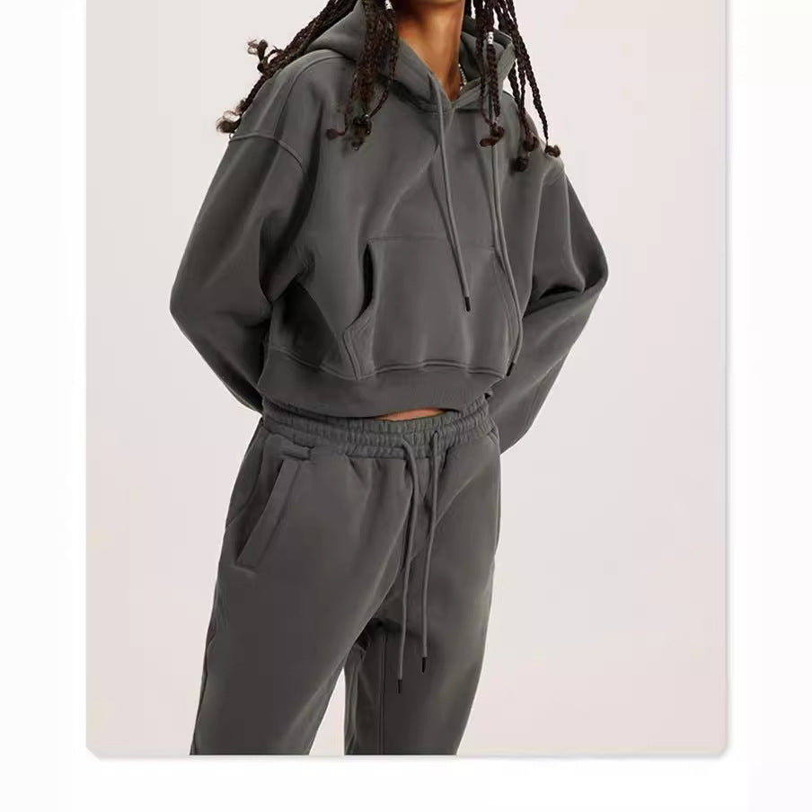 Women's Hooded Long Sleeve Two-piece Set Suits