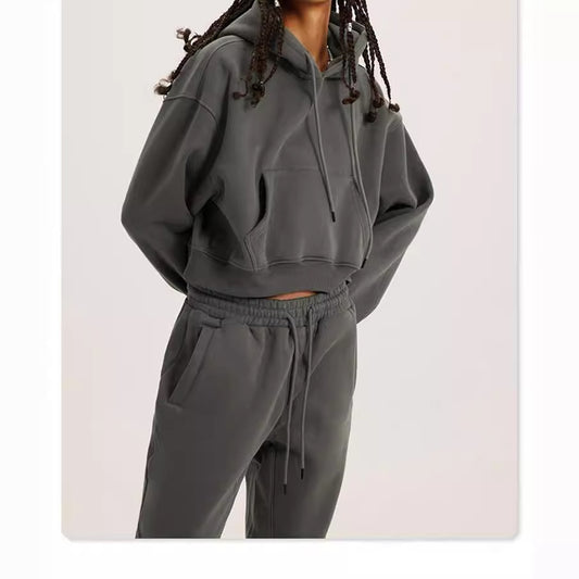 Women's Hooded Long Sleeve Two-piece Set Suits