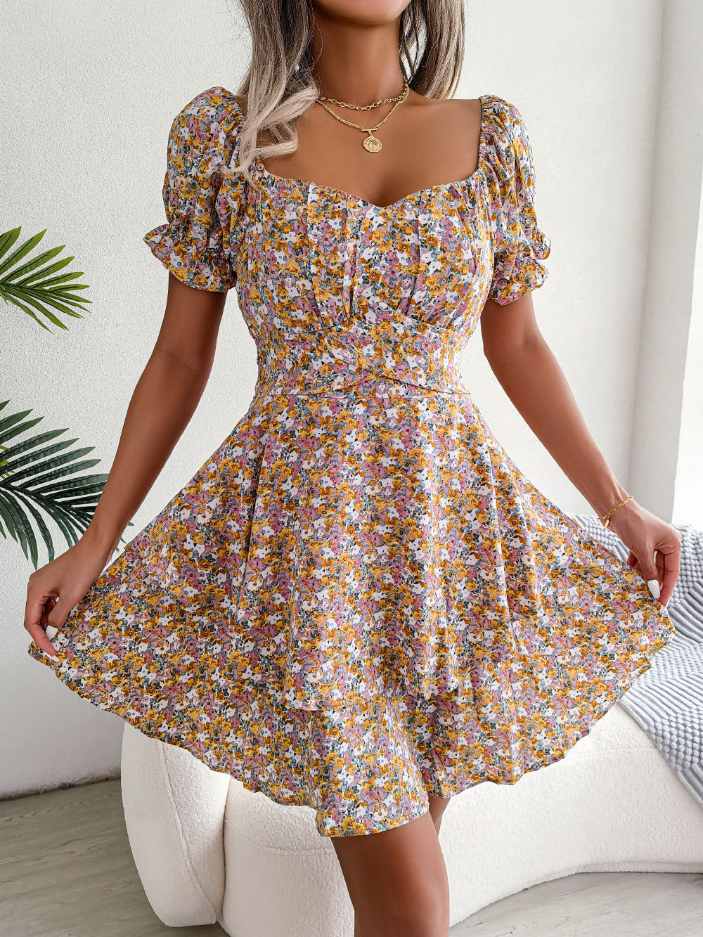 Women's Elegant Floral Large Hem Dress Dresses