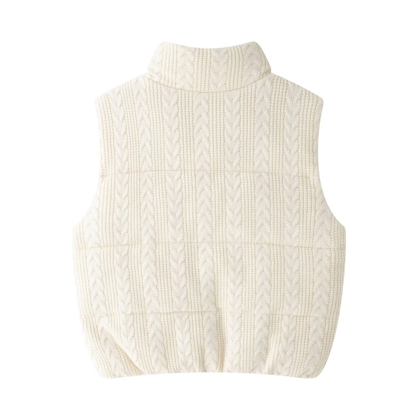 Women's Street Fashion Stand Collar Knitted Cotton Vests