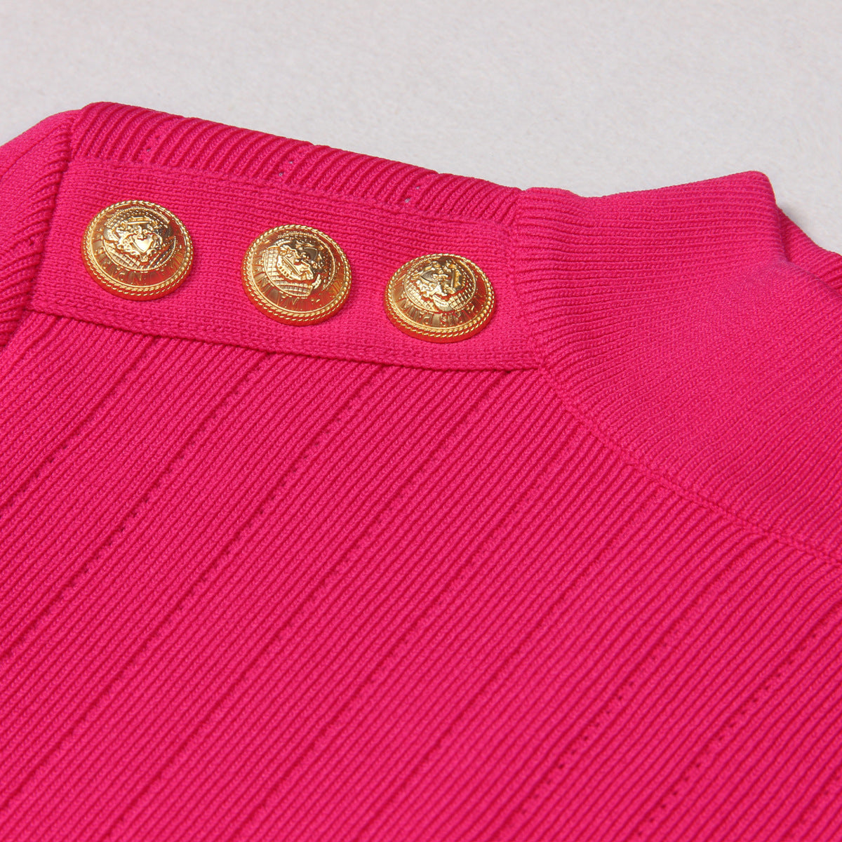 Button Slim Slimming Knitted Dress Simple Skirts