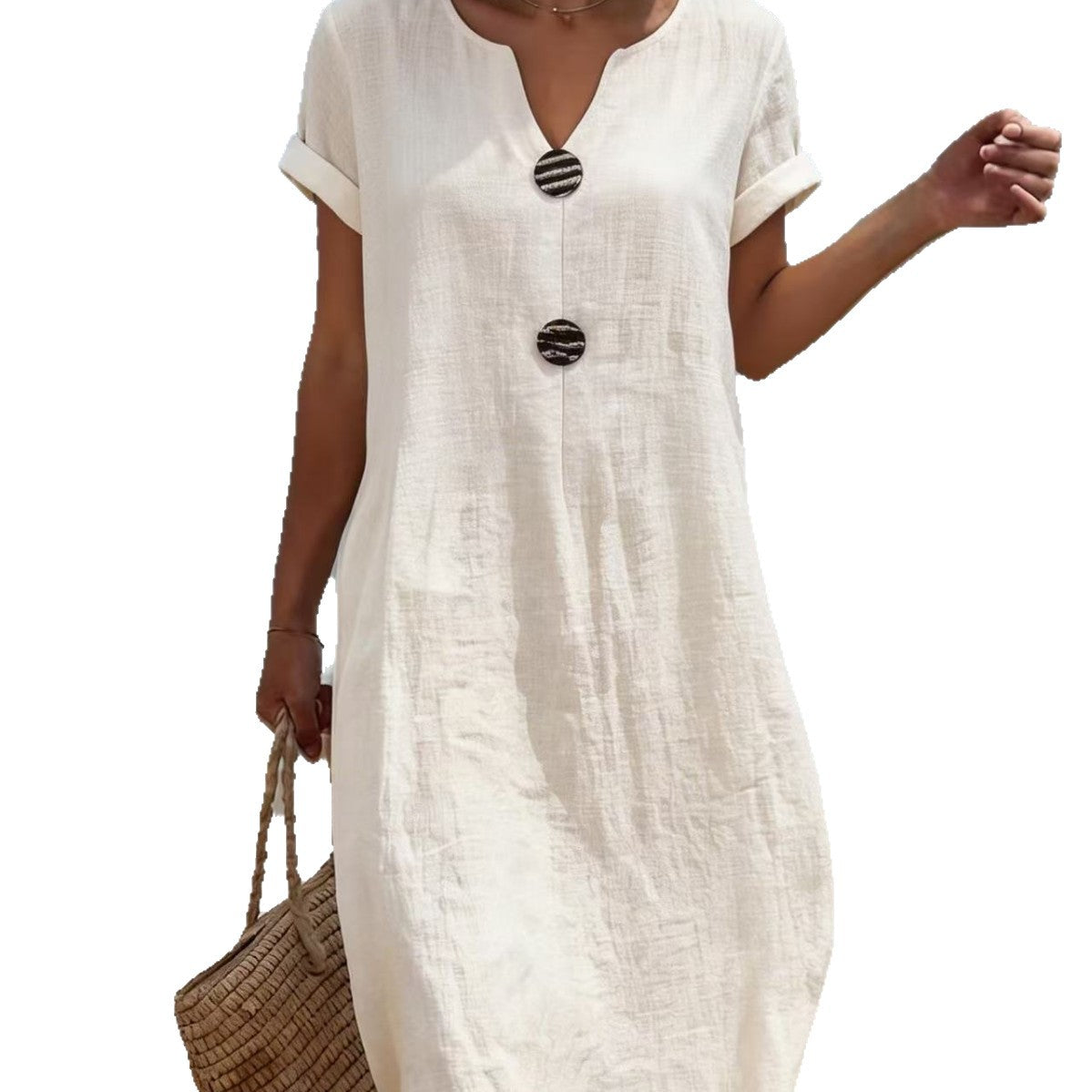 Women's Summer Seaside Holiday White Casual Solid Color Dress