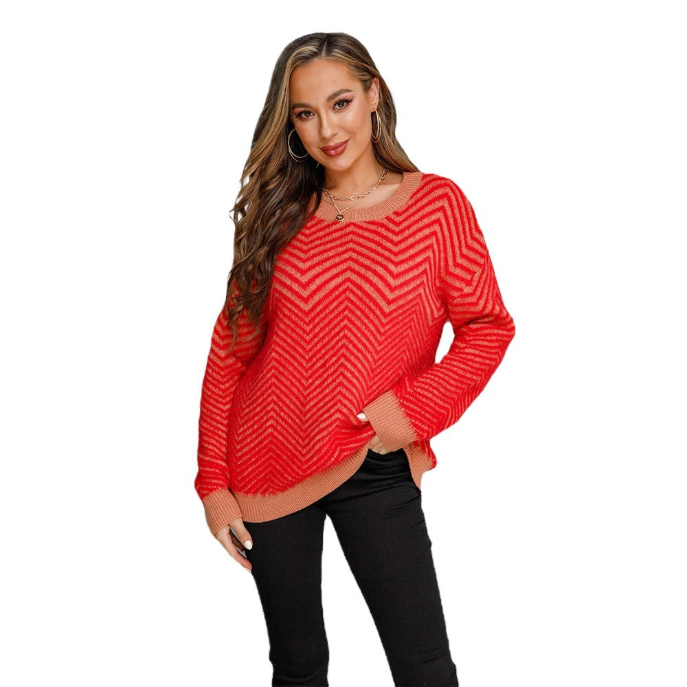 Women's Spring Round Neck Pullover Long Sleeve Sweater